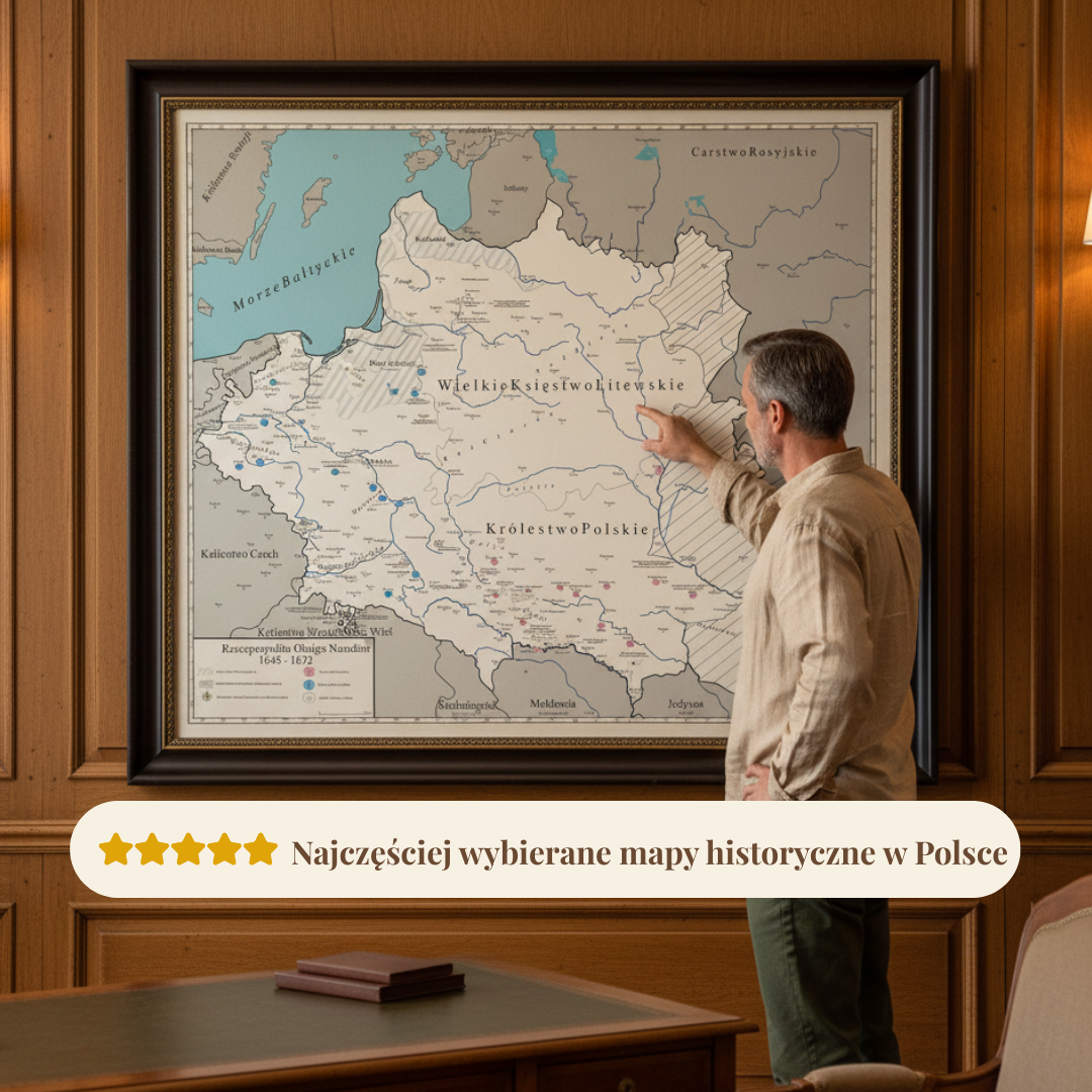 Mapa Rzeczypospolitej Obojga Narodów 1569–1648 – Edycja Biała | Historyczny Sklep