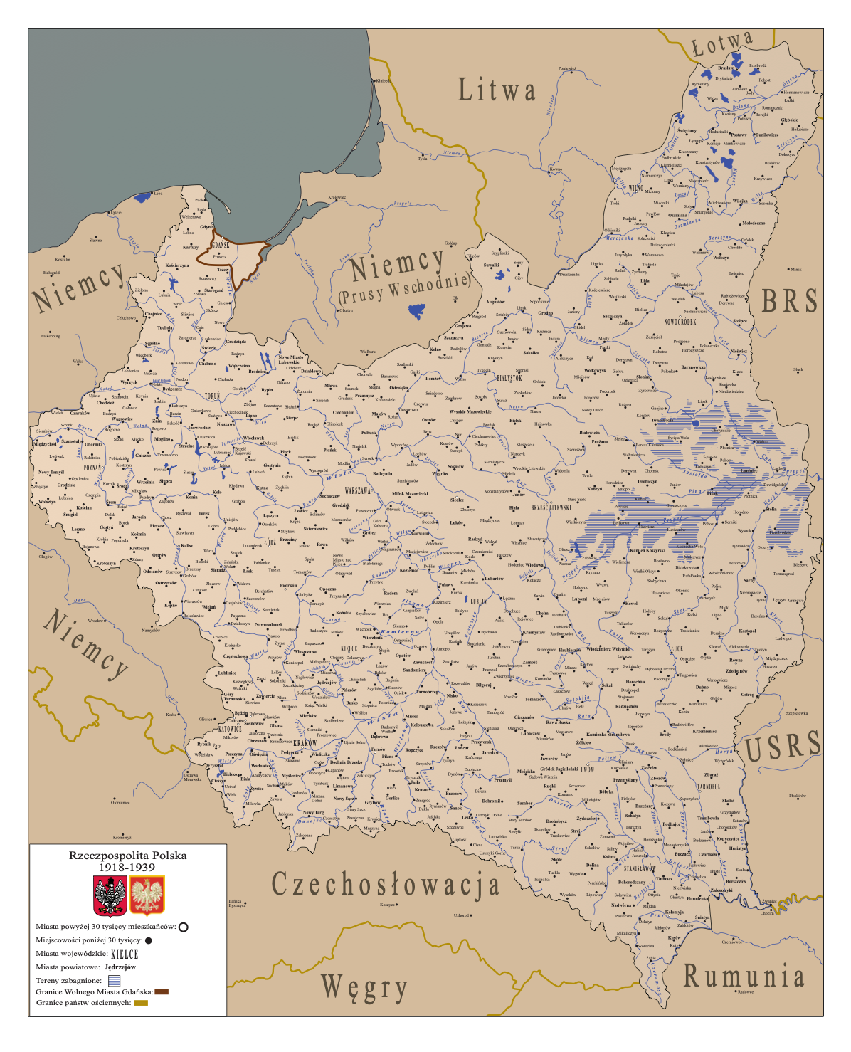 Mapa Szczegółowa II Rzeczypospolitej