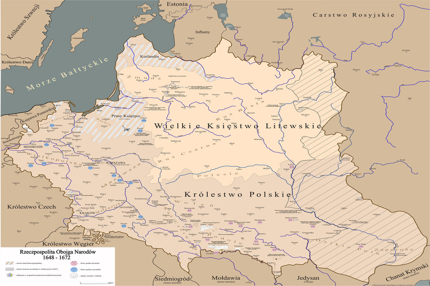 Obraz Mapa obrazowa trylogia Sienkiewicza EDYCJA BRĄZOWA