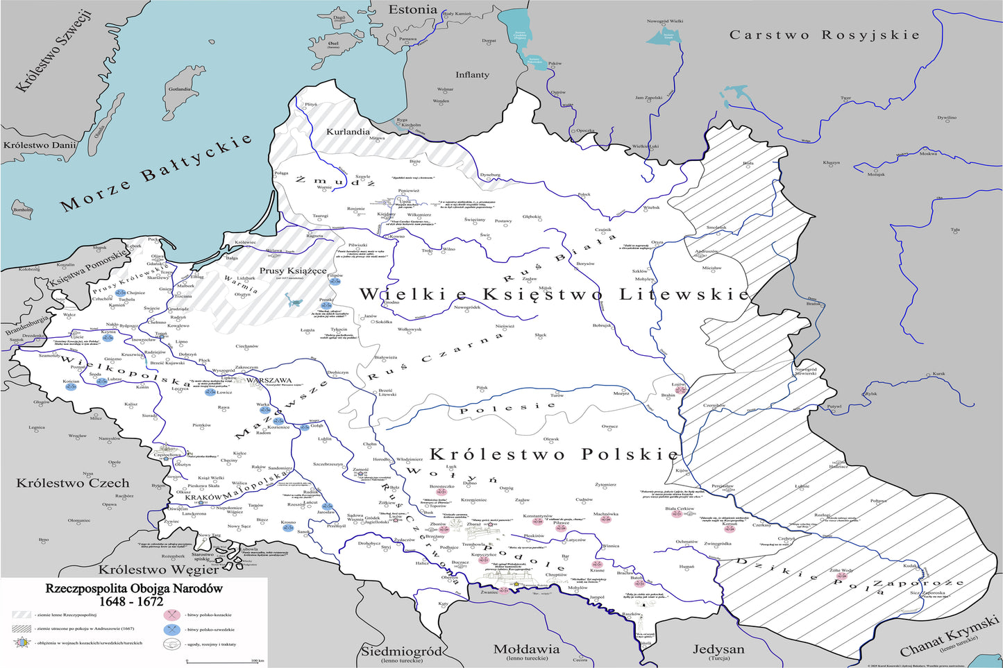 Plakat Mapa obrazowa trylogia Sienkiewicza EDYCJA BIAŁA