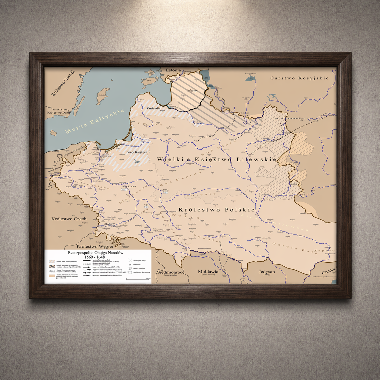 Obraz Mapa historyczna największej Polski w historii EDYCJA BRĄZOWA