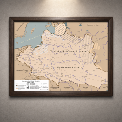 Obraz Mapa historyczna największej Polski w historii EDYCJA BRĄZOWA