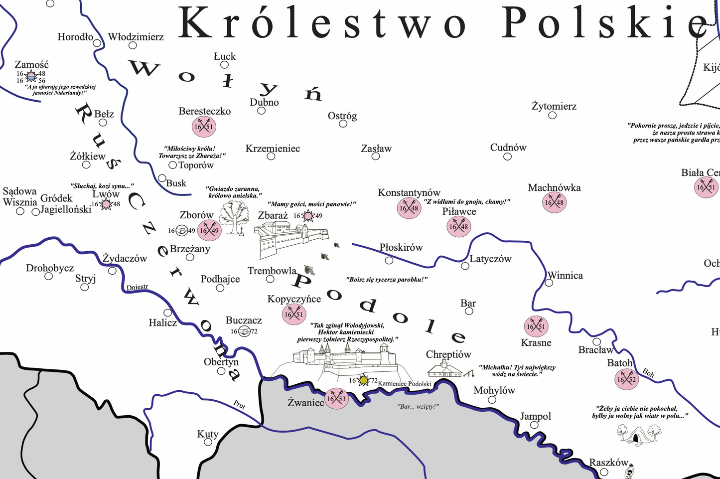 Mapa Historyczno-Trylogiczna (1648–1672) – Edycja Biała