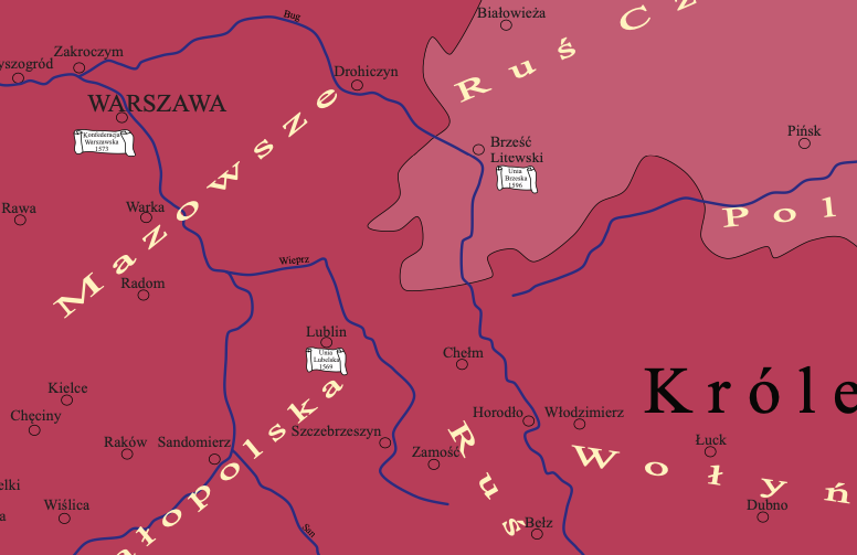 Mapa Historyczna Rzeczypospolitej Obojga Narodów (1569–1648) – Czerwień