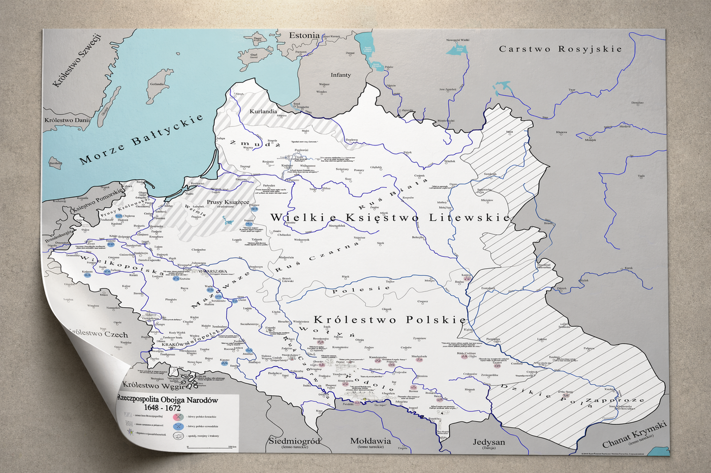 Plakat Mapa obrazowa trylogia Sienkiewicza EDYCJA BIAŁA