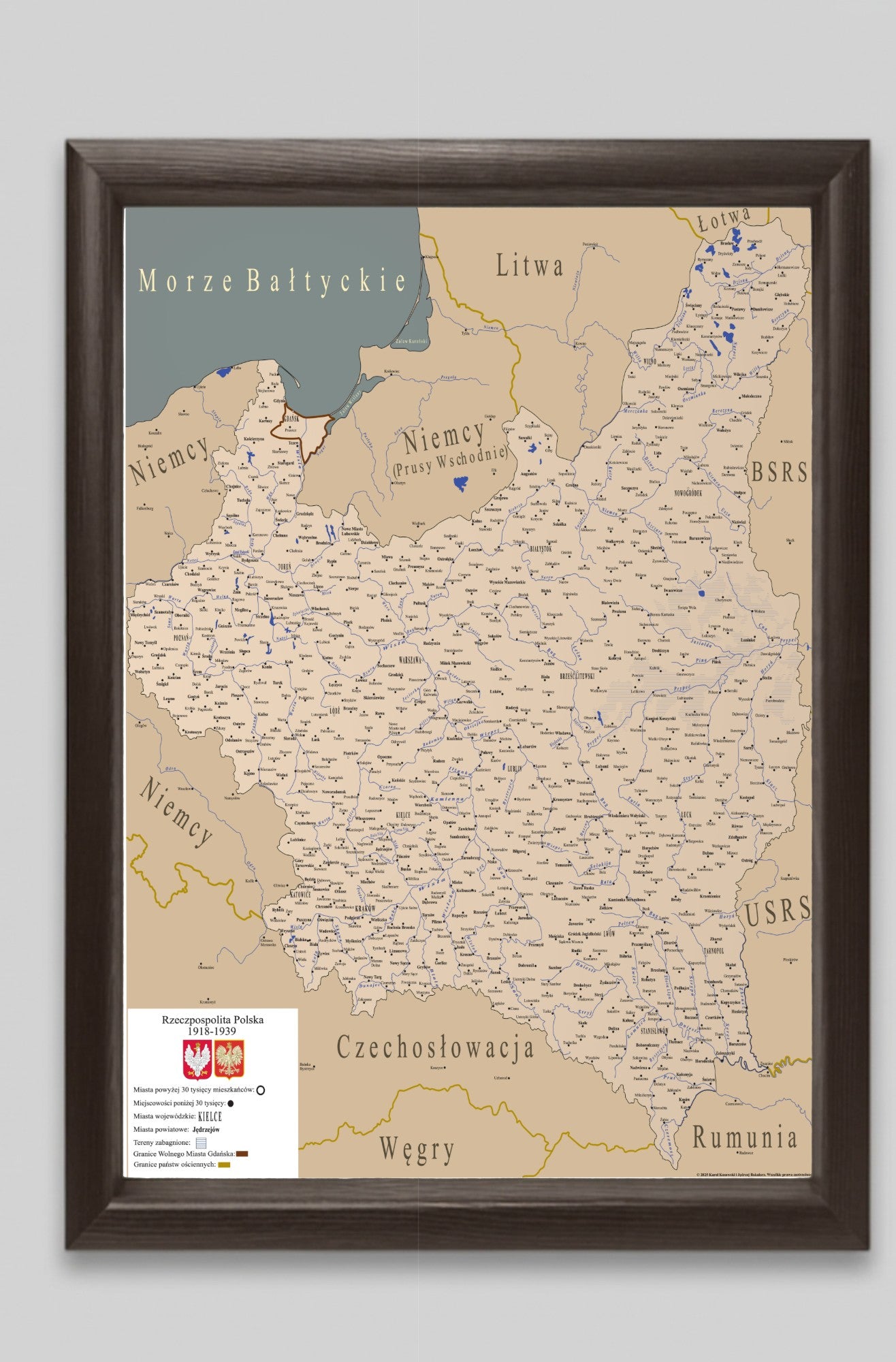 Obraz Mapa szczegółowa II Rzeczypospolitej
