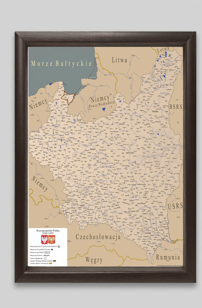 Obraz Mapa szczegółowa II Rzeczypospolitej