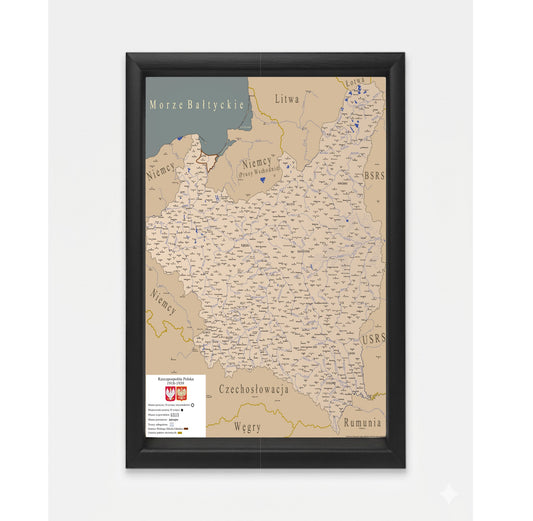 Obraz Mapa szczegółowa II Rzeczypospolitej