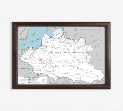 Obraz Mapa historyczna największej Polski w historii EDYCJA BIAŁA