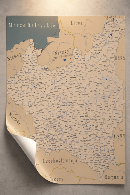 Plakat Mapa Szczegółowa II Rzeczypospolitej