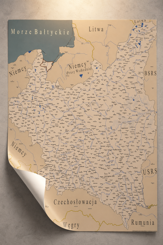 Plakat Mapa Szczegółowa II Rzeczypospolitej