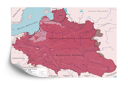 Plakat Mapa historyczna największej Polski w historii EDYCJA CZERWONA