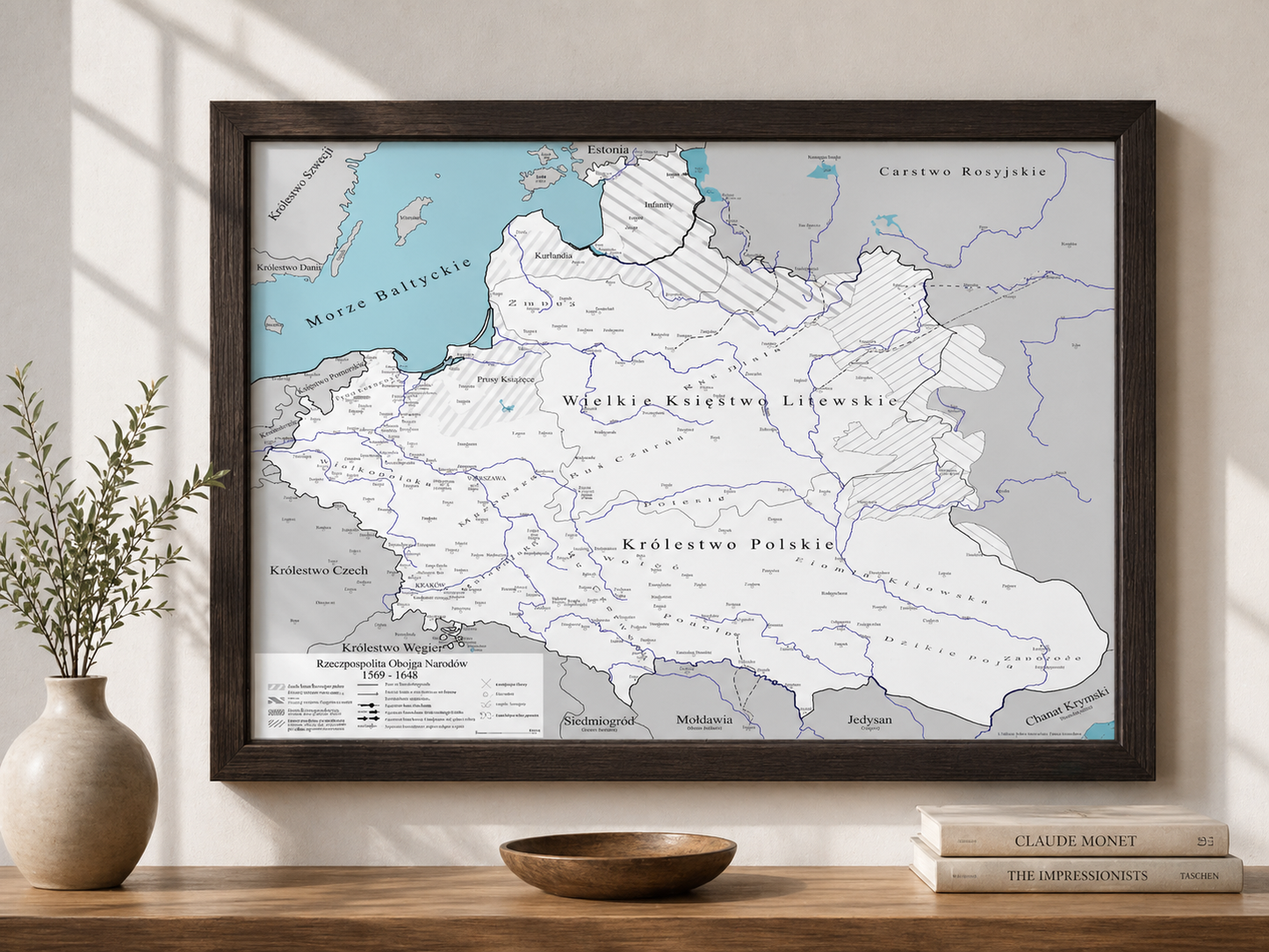 Obraz Mapa historyczna największej Polski w historii EDYCJA BIAŁA