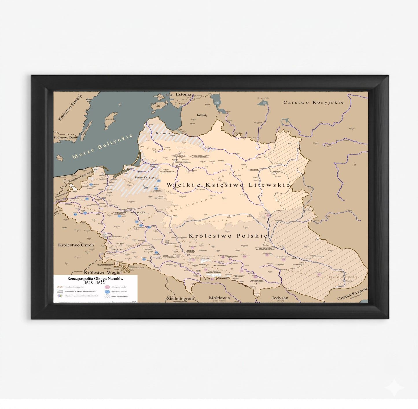 Plakat Mapa obrazowa trylogia Sienkiewicza EDYCJA BRĄZOWA