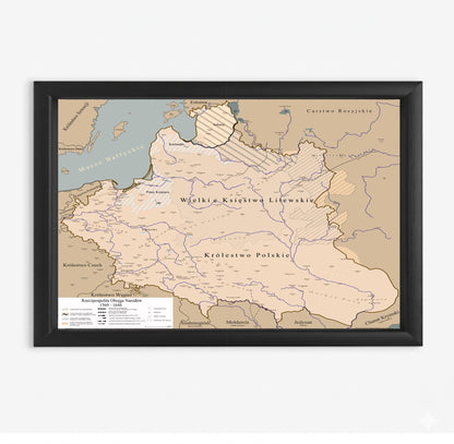 Obraz Mapa historyczna największej Polski w historii EDYCJA BRĄZOWA