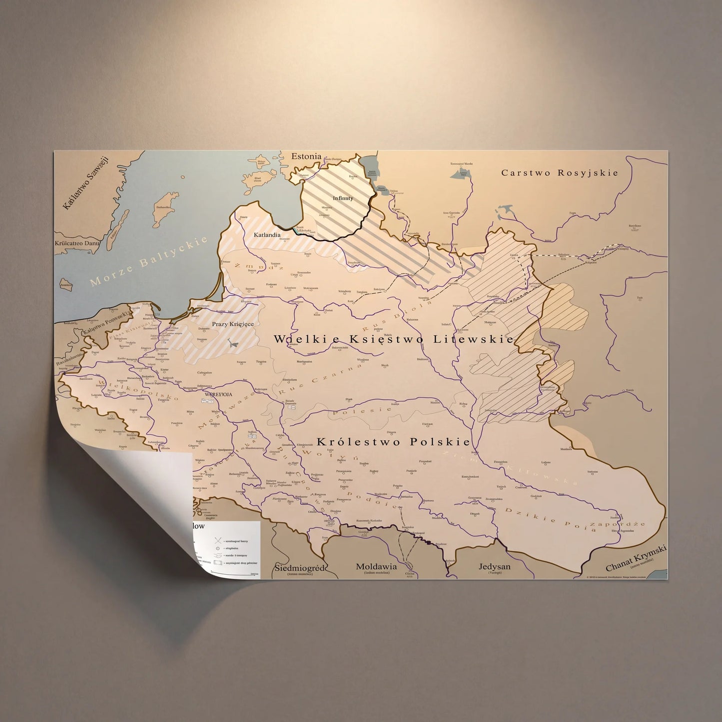 Plakat Mapa historyczna największej Polski w historii EDYCJA BRĄZOWA