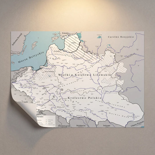 Plakat Mapa historyczna największej Polski w historii EDYCJA BIAŁA