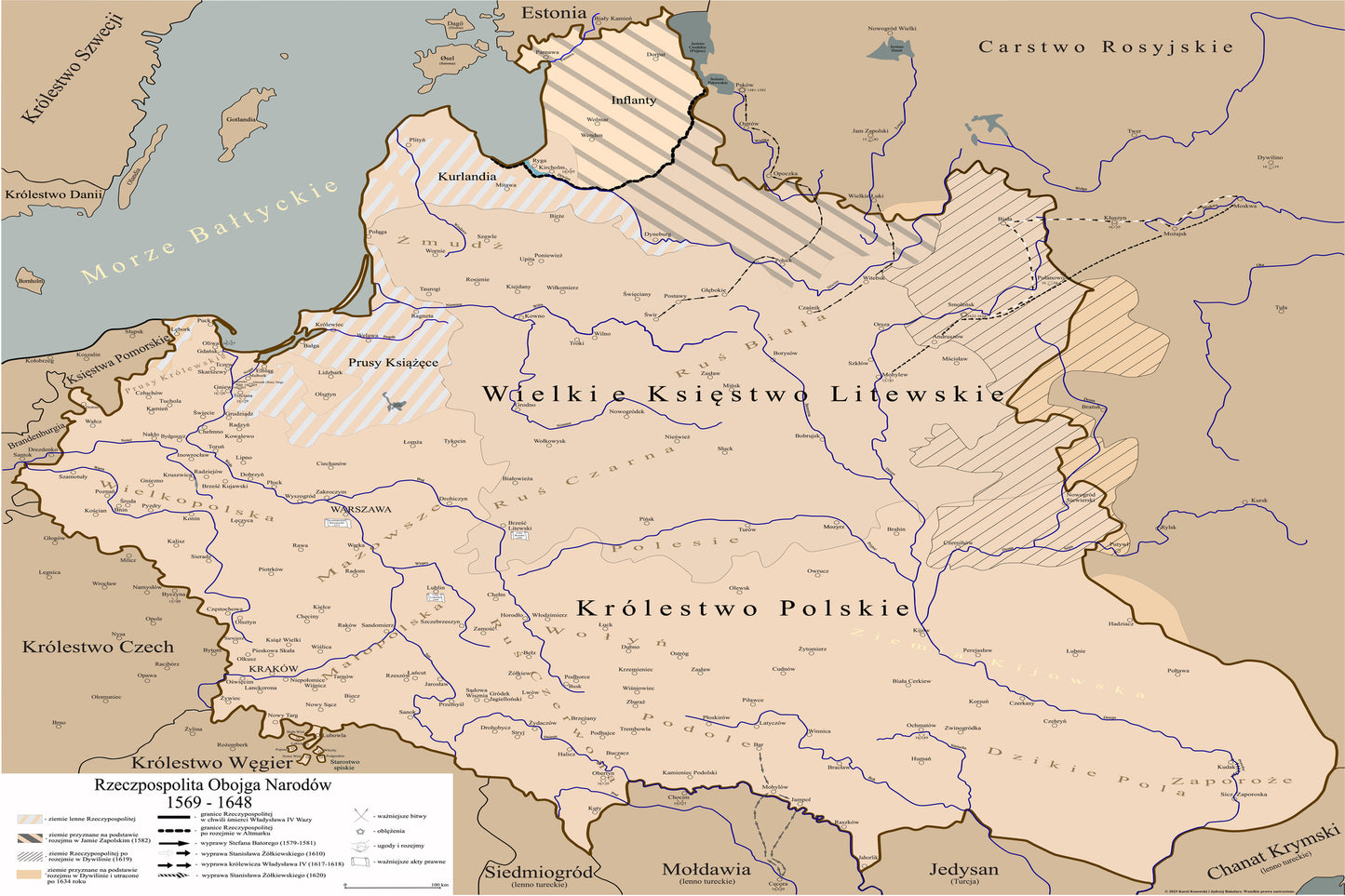 Plakat Mapa historyczna największej Polski w historii EDYCJA BRĄZOWA