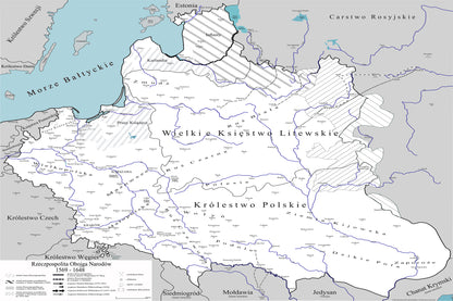 Obraz Mapa historyczna największej Polski w historii EDYCJA BIAŁA