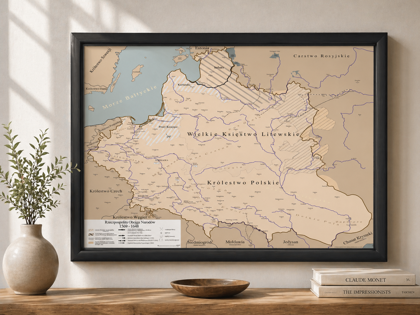 Obraz Mapa historyczna największej Polski w historii EDYCJA BRĄZOWA