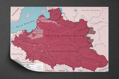 Plakat Mapa historyczna największej Polski w historii EDYCJA CZERWONA