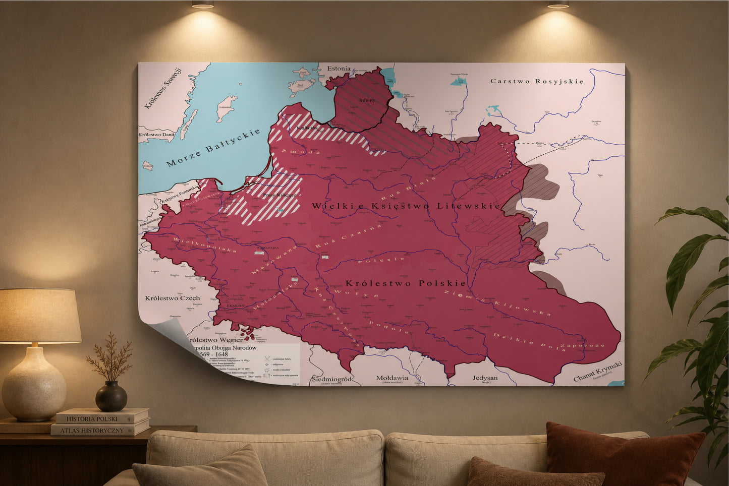 Plakat Mapa historyczna największej Polski w historii EDYCJA CZERWONA